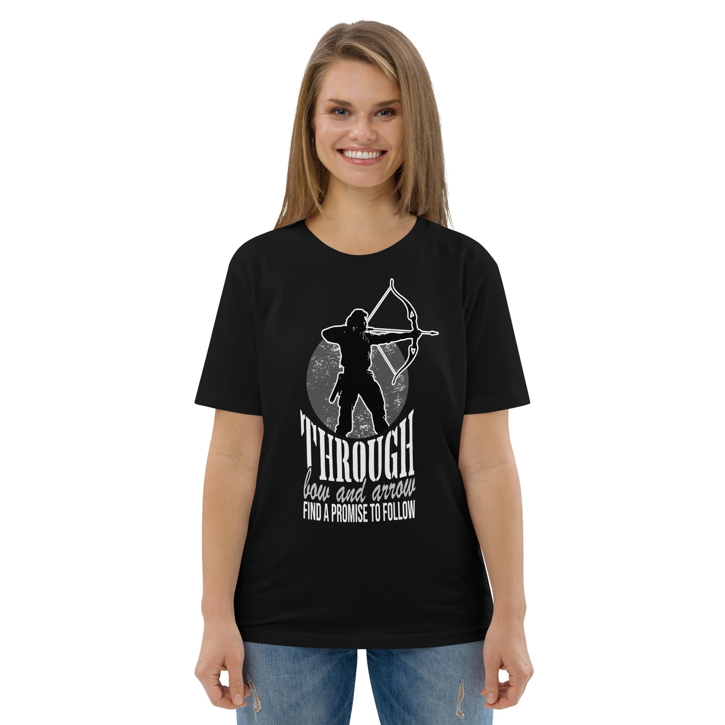 Through Bow and Arrow: Find a Promise to Follow Bio-Baumwoll-T-Shirt