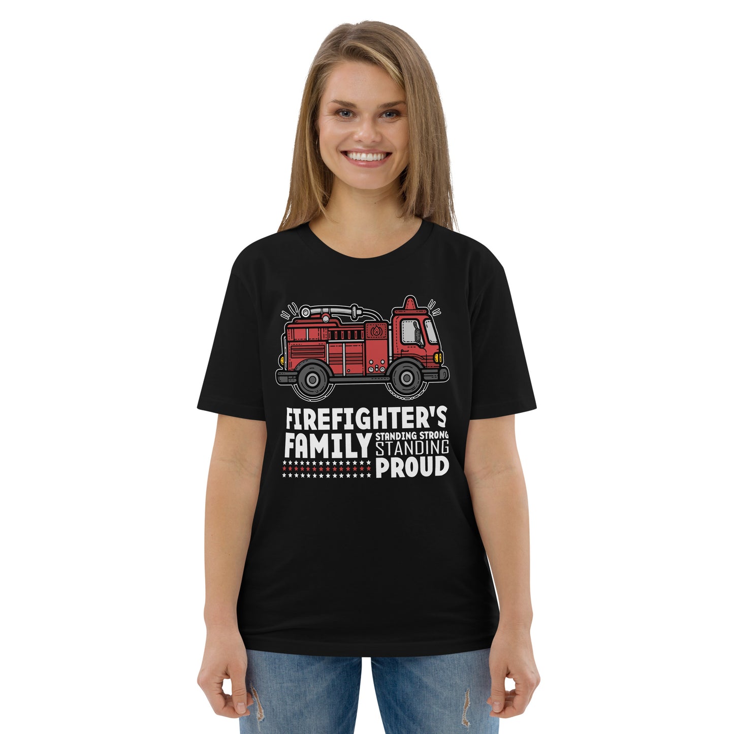 Firefighters Family standing strong standing Proud Bio-Baumwoll-T-Shirt