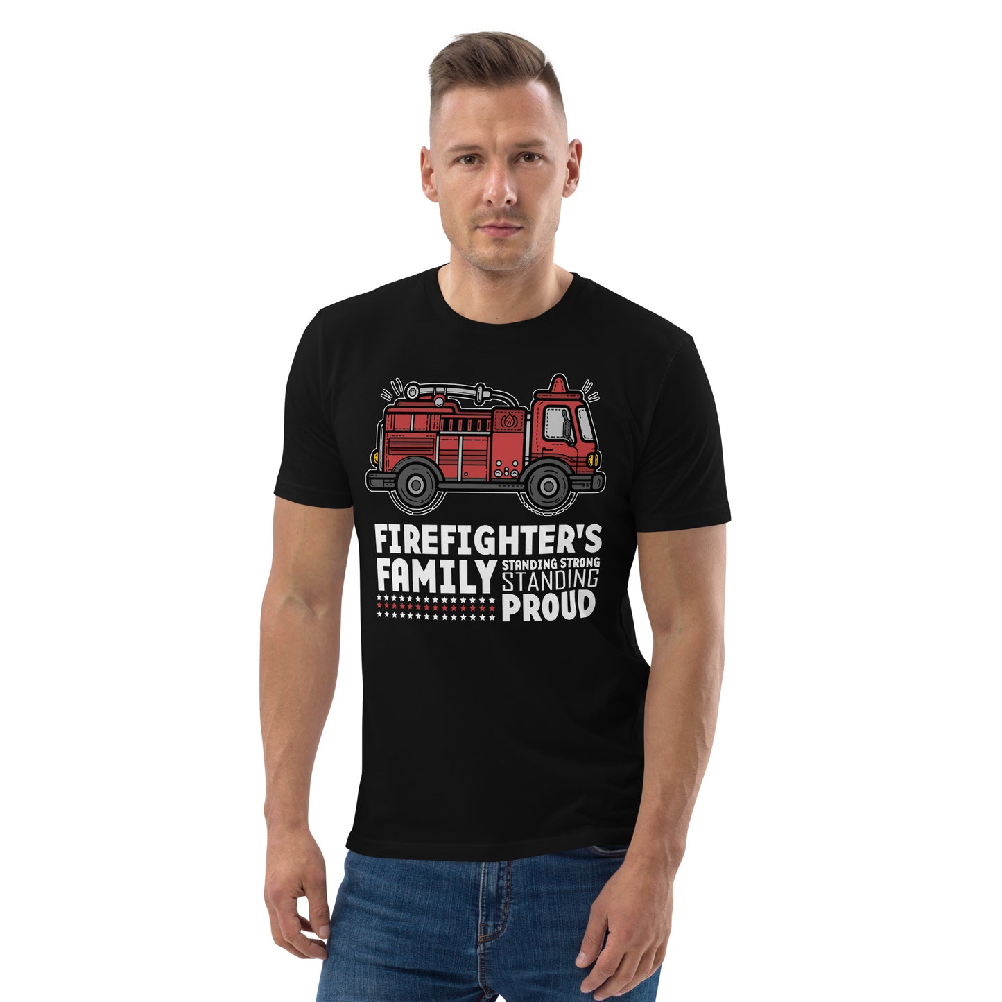 Firefighters Family standing strong standing Proud Bio-Baumwoll-T-Shirt